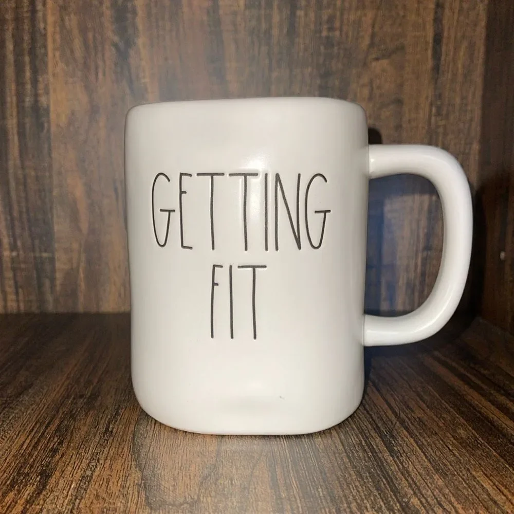 Rae Dunn Getting Fit Mug - Dishwasher and Microwave Safe.
